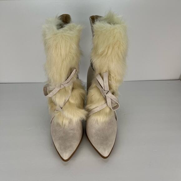 Penny Loves Kenny Aper Boots Vegan Leather Faux Fur Mid Calf Bow Womens Size 9 - Picture 11 of 11